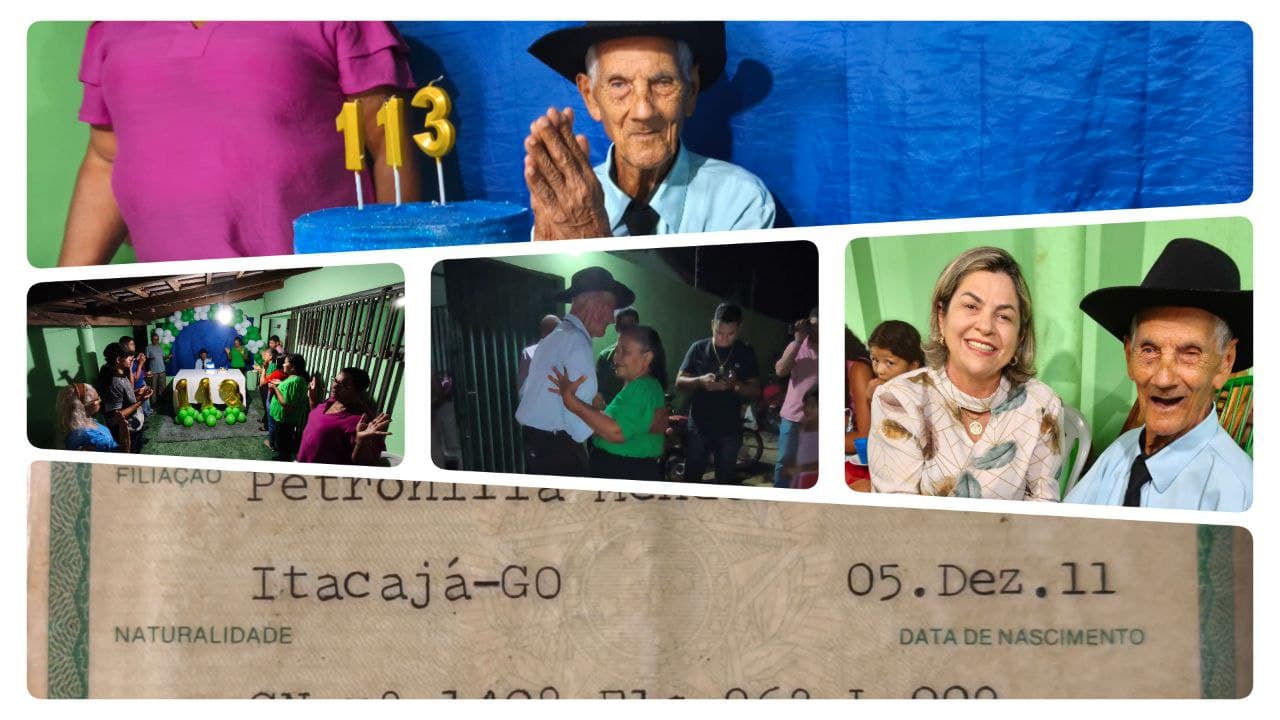 Imagem da notícia: Morador de Guaraí que pode ser homem mais velho do mundo celebra 113 anos dançando forró