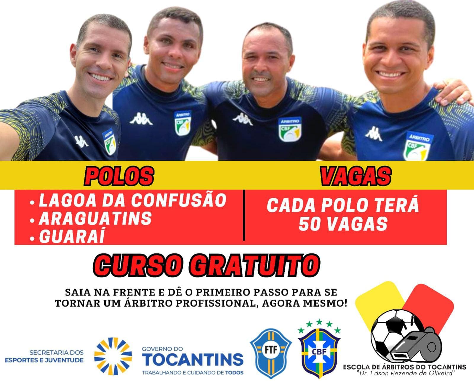 Foto da notícia: Curso gratuito com 220 horas busca formar futuros árbitros do Tocantins, com turma em Guaraí