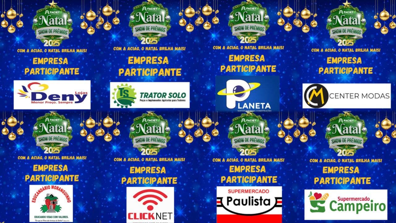 Foto da notícia: Conheça as empresas participantes da campanha de Natal da ACIAG e as datas dos 10 sorteios