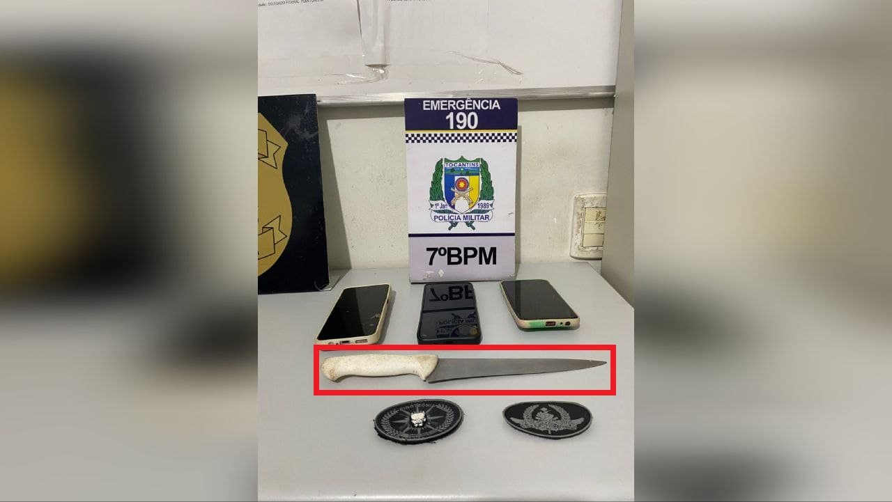 Foto da notícia: Homem é preso pela PM em Guaraí após agredir cinco idosos e roubar celulares usando faca