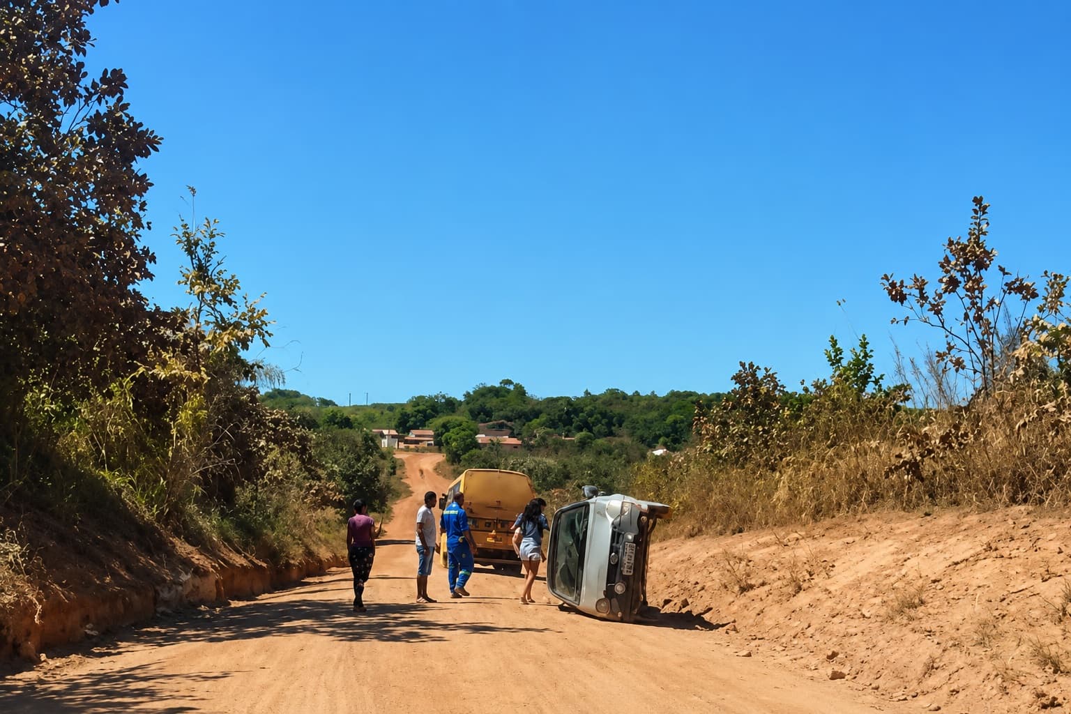 Foto da notícia: Tombamento de veículo de passeio em via sem pavimentação reacende cobranças em Guaraí