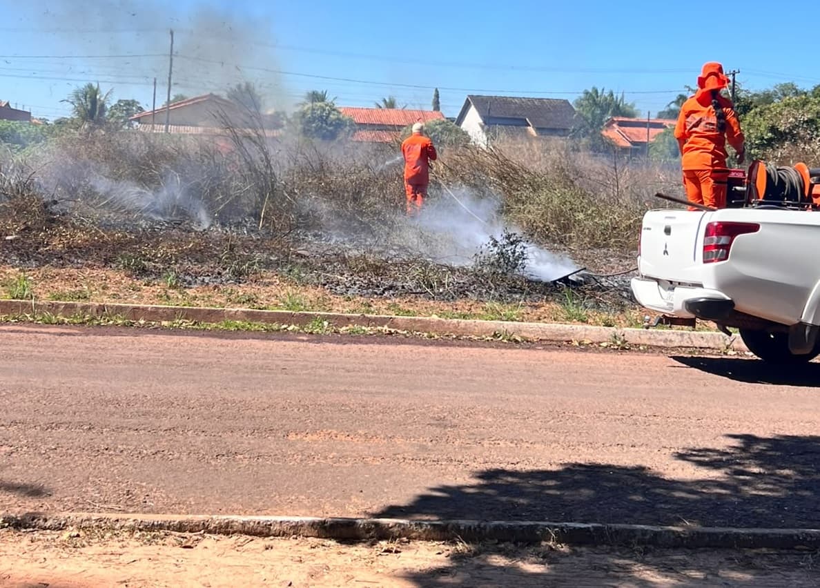 Foto da notícia: Flagrante mostra homem ateando fogo em vegetação de terreno no Setor São Luís em Guaraí