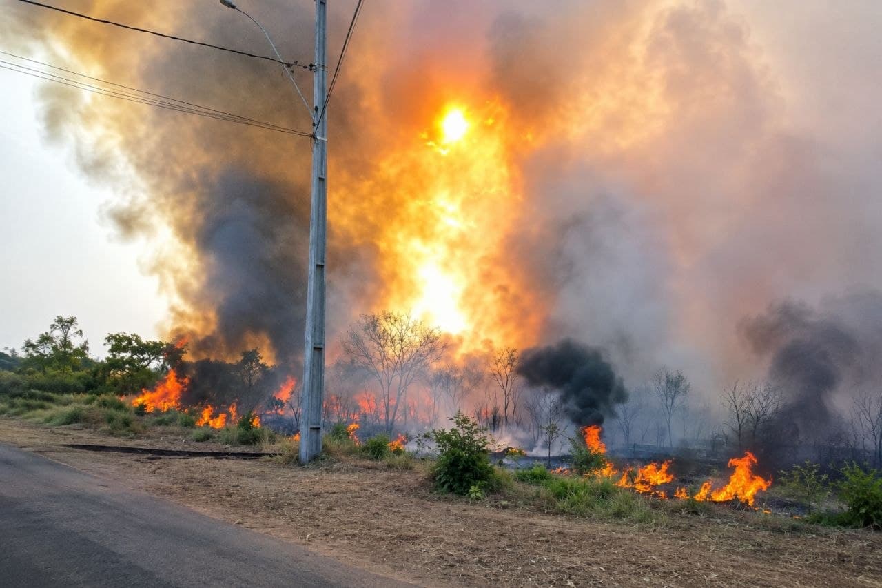Foto da notícia: Incêndio se aproxima de residências e gera pânico entre moradores do Habitare II em Guaraí