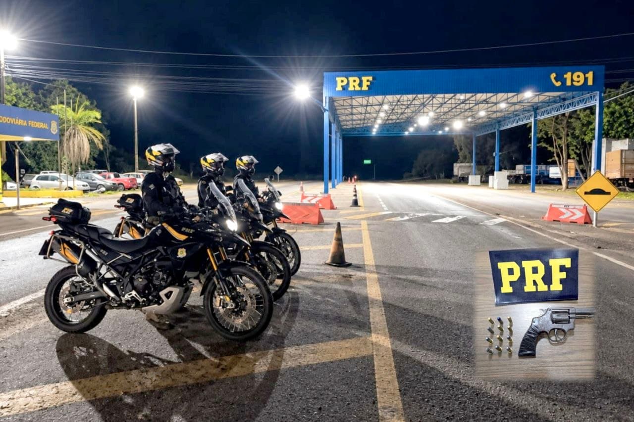 Foto da notícia: PRF apreende revólver e realiza prisões durante ação com motos e equipes táticas em Guaraí e região