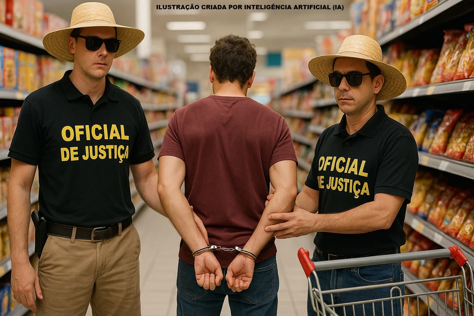 Imagem da notícia: Disfarçados de clientes, oficiais de Justiça prendem devedor de pensão em supermercado de Guaraí