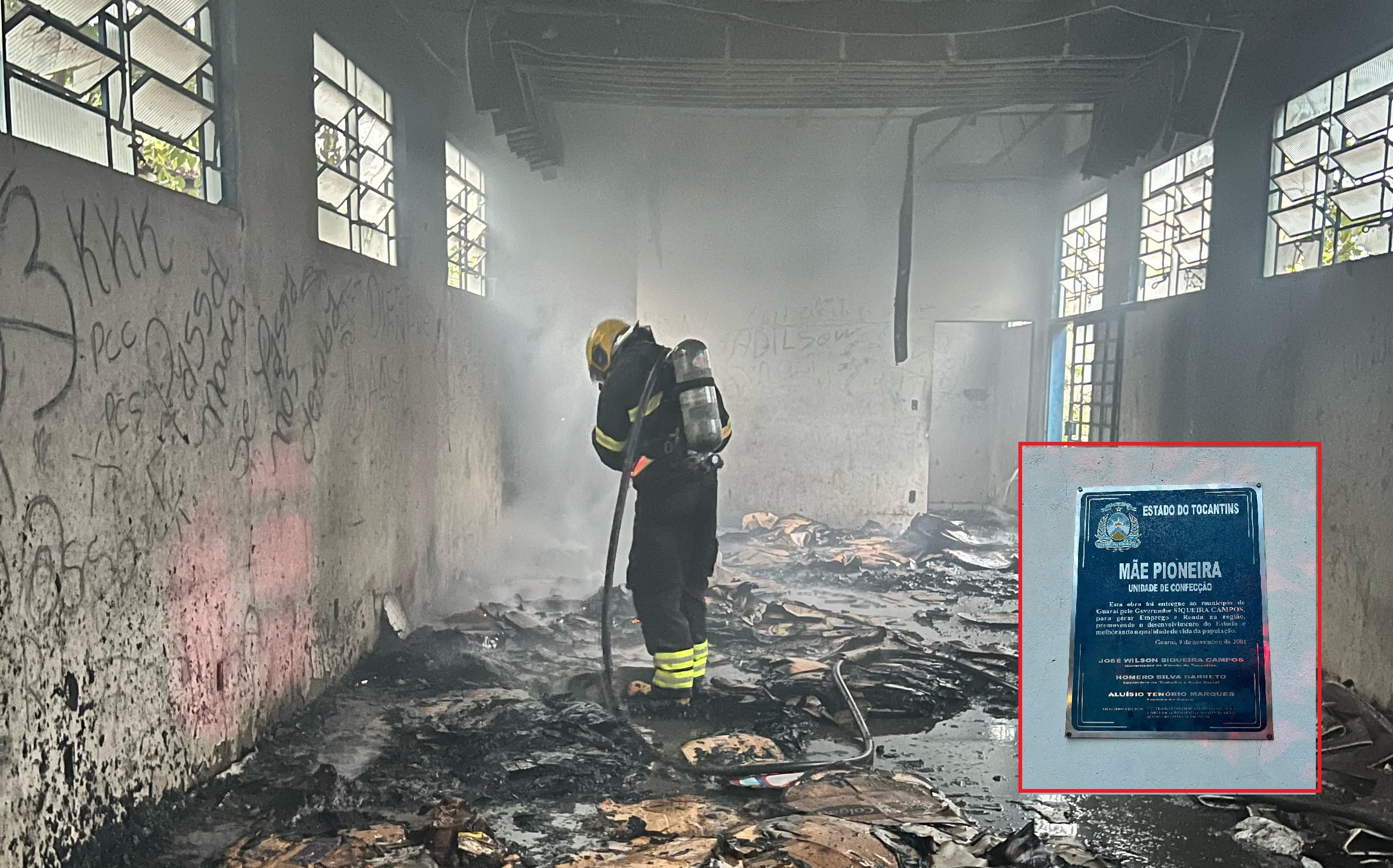 Imagem da notícia: Bombeiros controlam incêndio em prédio abandonado no Setor Aeroporto, antigo “Mãe Pioneira”