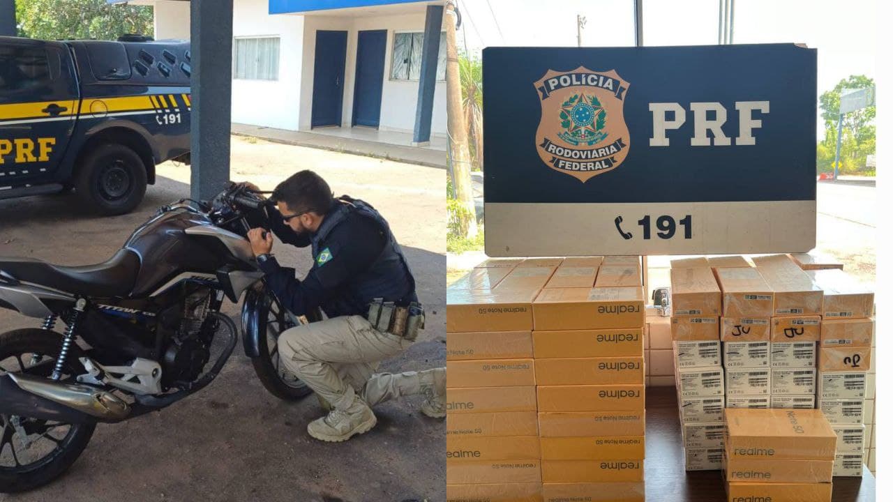 Imagem da notícia: PRF recupera moto furtada em Campinas-SP e apreende 139 celulares sem nota fiscal em Guaraí