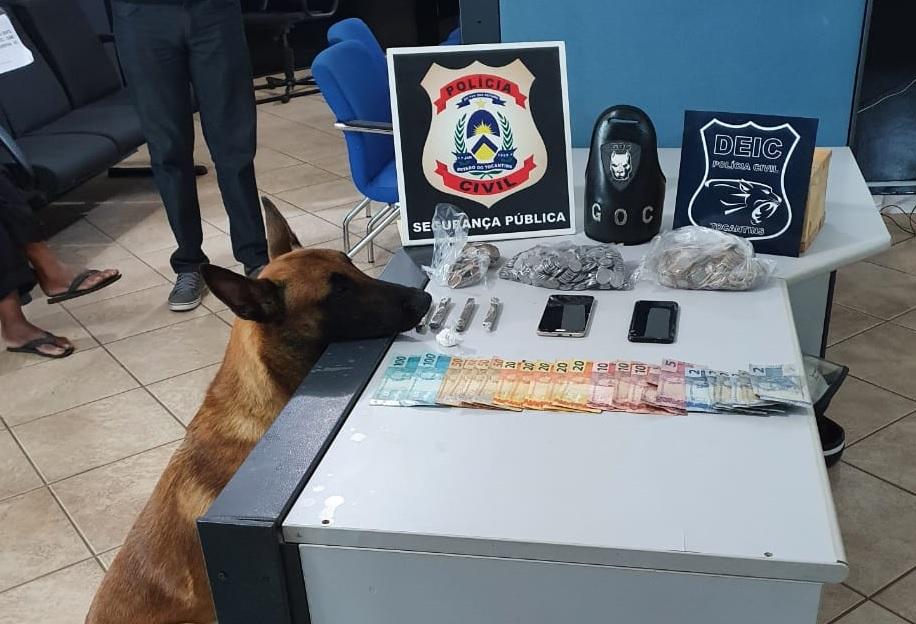 Com ajuda de cães farejadores do GOC, Polícia Civil prende três suspeitos por tráfico em Guaraí