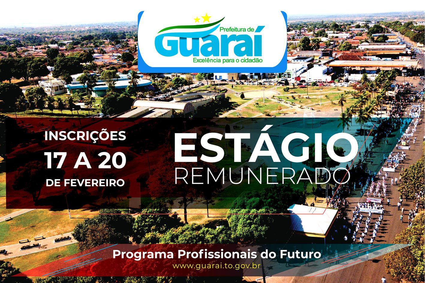Edital oferta 76 vagas de estágio remunerado (cadastro de reserva) para estudantes de Guaraí